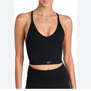 SET Active Black Sculptflex Ribbed V Bra